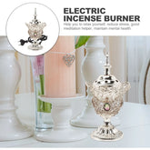 Electric Incense Burner Metal Bakhoor Burner Middle Eastern Style Yoga Spa Decor Tabletop Electric Censer Incense Burner for Home Office